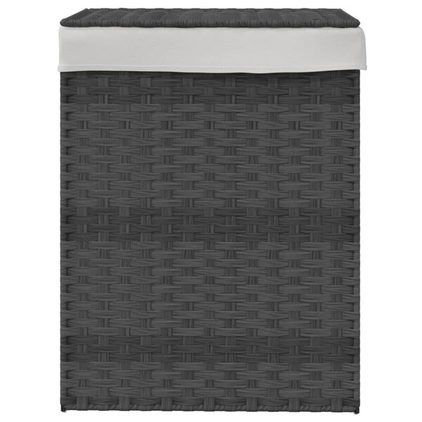 vidaXL Cesto para roupa suja com tampa 46x33x60 cm vime PE cinzento