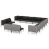 vidaXL 13 pcs conj. lounge jardim c/ almofad&otilde;es vime PE cinza escuro
