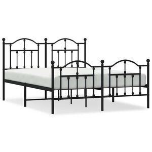 vidaXL Estrutura de cama com cabeceira e p&eacute;s 150x200 cm metal preto