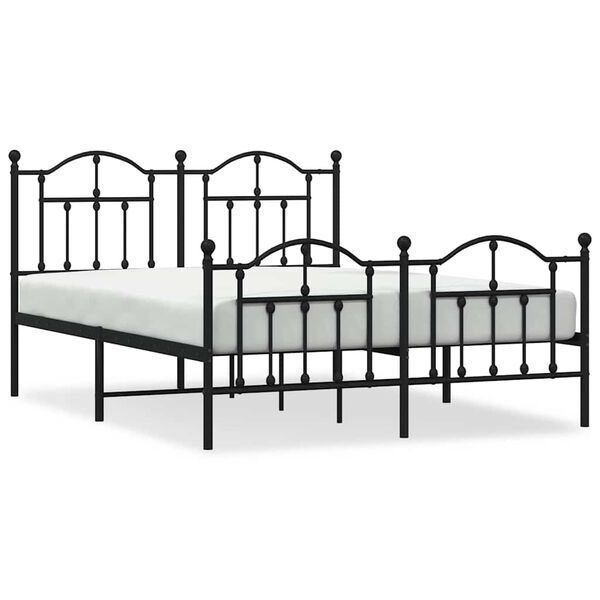 vidaXL Estrutura de cama com cabeceira e p&eacute;s 150x200 cm metal preto