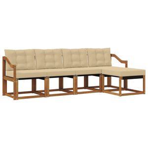 vidaXL Conjunto de Sof&aacute;s para Exterior 5 unid. Natural e Bege