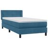 vidaXL Cama com molas/colch&atilde;o 100x210 cm veludo azul-escuro