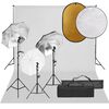 vidaXL Kit est&uacute;dio fotogr&aacute;fico c/ conj. de ilumina&ccedil;&atilde;o/fundo/refletor