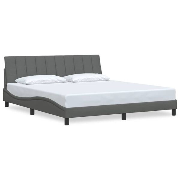 vidaXL Estrutura de cama sem colch&atilde;o Hanko 180x200 cm tecido cinzento-escuro