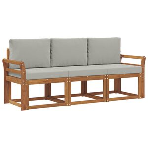 vidaXL Conjunto de Sof&aacute;s para Exterior 3 pcs Cinza Natural e Claro