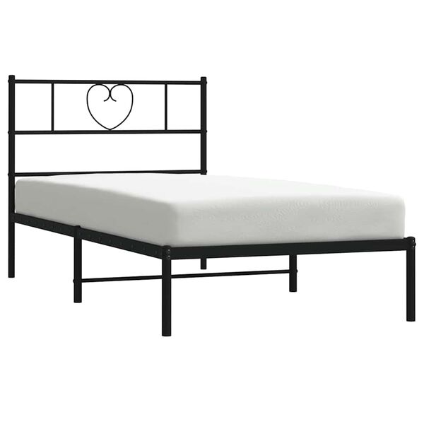 vidaXL Estrutura de cama com cabeceira 100x190 cm metal preto