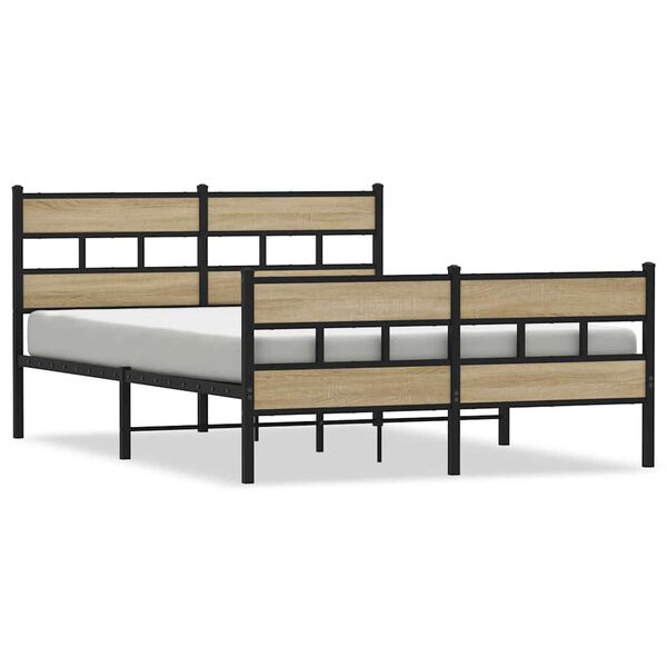 vidaXL Estrutura de cama sem colchão 140x190 cm metal carvalho sonoma