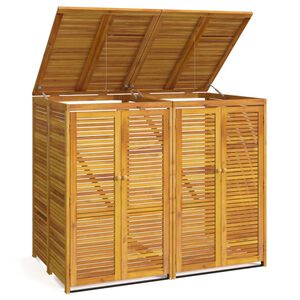 vidaXL Abrigo duplo p/ caixote do lixo 140x89x117 cm ac&aacute;cia maci&ccedil;a