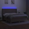 vidaXL Cama box spring colch&atilde;o/LED 180x200cm tecido cinza-acastanhado