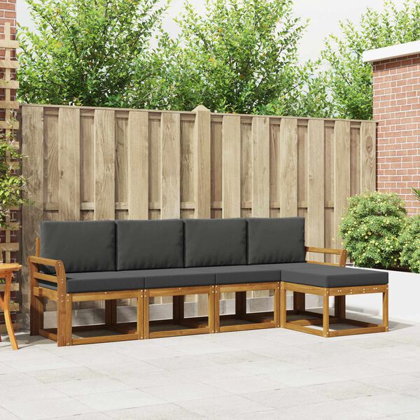 vidaXL Conjunto de Sof&aacute;s para Exterior 5 pcs Natural e Antracite