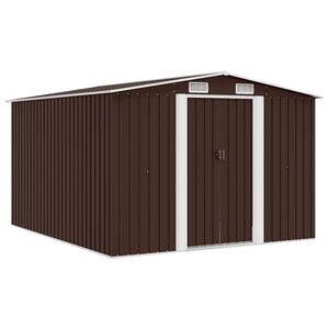 vidaXL Abrigo de jardim 257x298x178 cm metal castanho