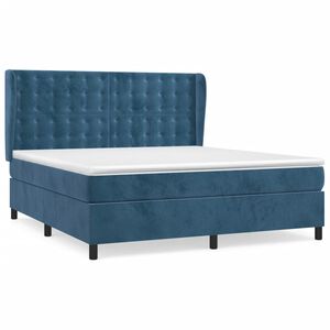 vidaXL Cama com molas/colch&atilde;o 180x200 cm veludo azul-escuro