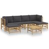 vidaXL 7pcs conj. lounge de jardim bambu c/ almofad&otilde;es cinzento-escuro
