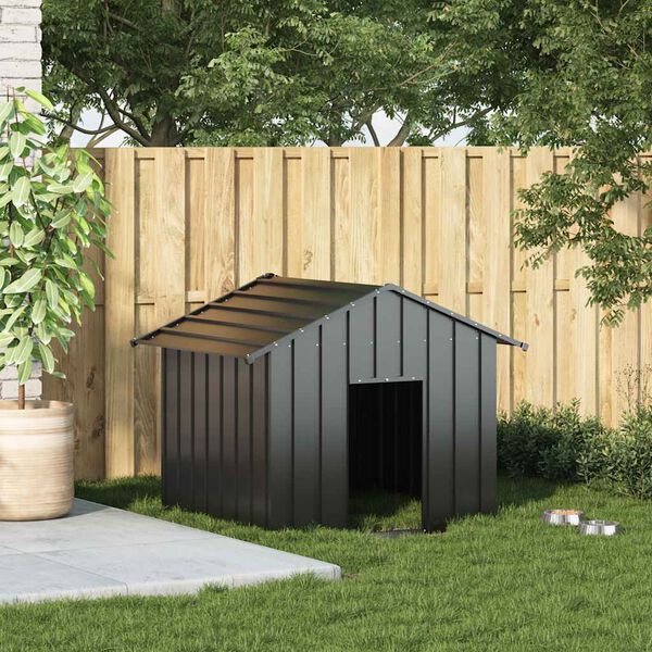 vidaXL Casota para c&atilde;es com telhado 131x101x102 cm a&ccedil;o galvanizado
