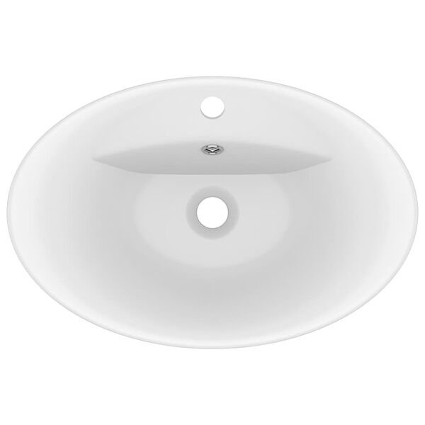 vidaXL Lavat&oacute;rio luxuoso oval 58,5x39 cm cer&acirc;mica branco mate
