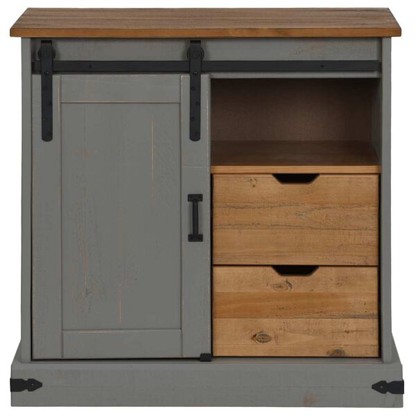 vidaXL Aparador HALDEN com porta de correr 80x40x80 cm Madeira maciça