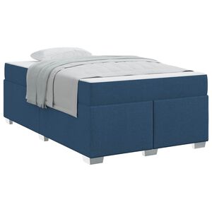 vidaXL Estrutura da Cama com colch&atilde;o Azul 120 x 200 cm tecido