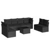 vidaXL 9 pcs conjunto de sof&aacute;s p/ jardim c/ almofad&otilde;es vime PE preto