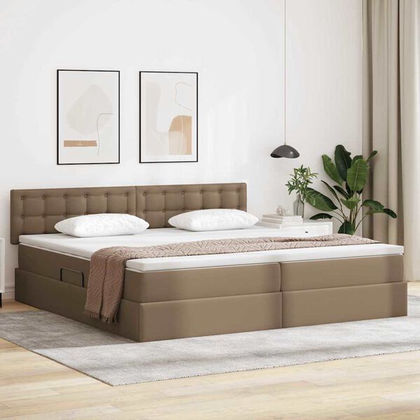 vidaXL Cama com arruma&ccedil;&atilde;o e colch&atilde;o Cappuccino 200 x 200 cm