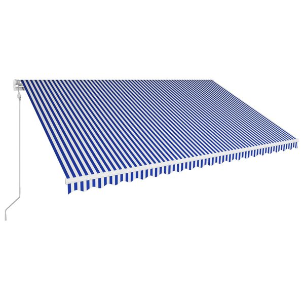 vidaXL Toldo retr&aacute;til autom&aacute;tico 500x300 cm azul e branco