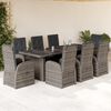 vidaXL 9 pcs conjunto de jantar p/ jardim c/ almofad&otilde;es vime PE cinza