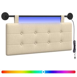 vidaXL Cabeceira suspensa Com luz LED Creme Tecido
