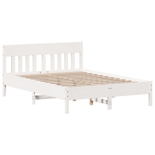 vidaXL Cama sem colch&atilde;o 120x200 cm madeira de pinho maci&ccedil;a branco