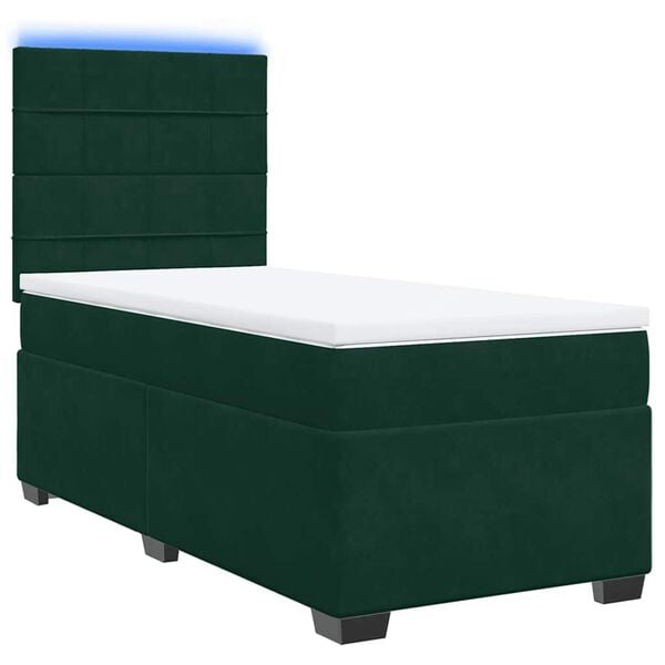 vidaXL Cama com molas/colch&atilde;o 90x190 cm veludo verde-escuro