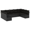 vidaXL 9 pcs conjunto de sof&aacute;s p/ jardim c/ almofad&otilde;es vime PE preto