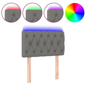 vidaXL Cabeceira de cama c/ luzes LED tecido 80x7x78/88cm cinza-escuro