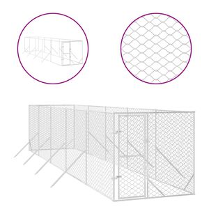 vidaXL Canil de exterior 2x10x2 m a&ccedil;o galvanizado prateado