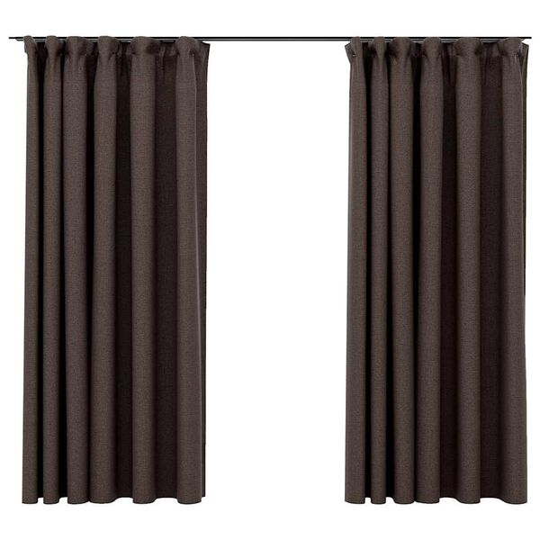 vidaXL Cortinas opacas asp. linho + ganchos 2pcs 140x175cm cinza-acas.