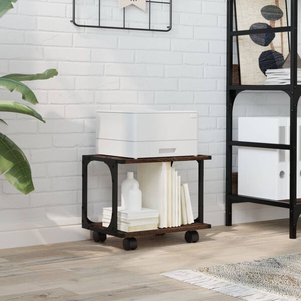 vidaXL Suporte impressora 2 prat. derivados madeira carvalho castanho