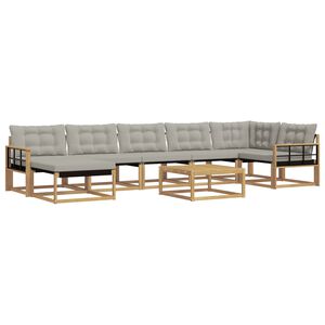vidaXL Conjunto de Sof&aacute;s para Exterior 8 unid. Branco e Cinzento-Claro