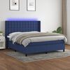 vidaXL Cama box spring c/ colch&atilde;o e LED 160x200 cm tecido azul