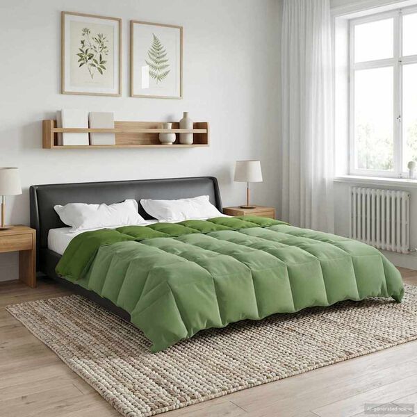 vidaXL Duvet de Ano Inteiro Colchonete Verde 200 x 220 cm Microfibra