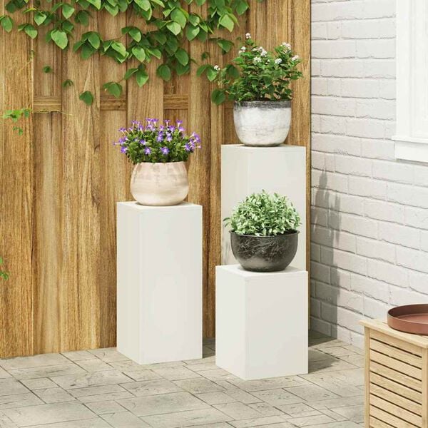 vidaXL Suporte para Plantas 3 pcs Branco A&ccedil;o