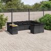 vidaXL 10 pcs conjunto sofás de jardim c/ almofadões vime PE preto