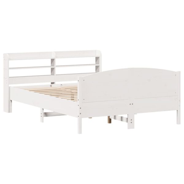 vidaXL Cama sem colch&atilde;o 140x190 cm madeira de pinho maci&ccedil;a branco