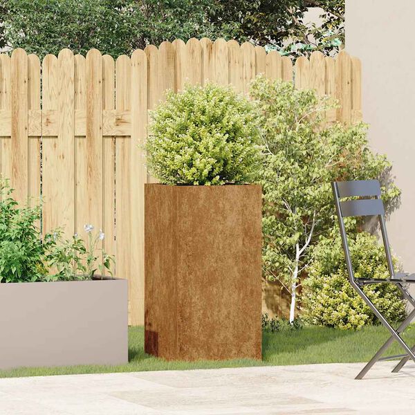 vidaXL Floreira enferrujada 40x40x80 cm a&ccedil;o resistente