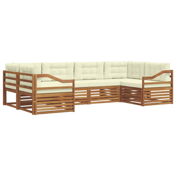 vidaXL Conjuntos de sof&aacute;s com almofada 6 pcs Natural e Creme