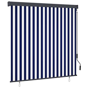 vidaXL Estores de rolo Azul e Branco 180 x 250 cm Tecido e Alum&iacute;nio