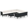 vidaXL 11 pcs conjunto lounge de jardim c/ almofad&otilde;es vime PE preto