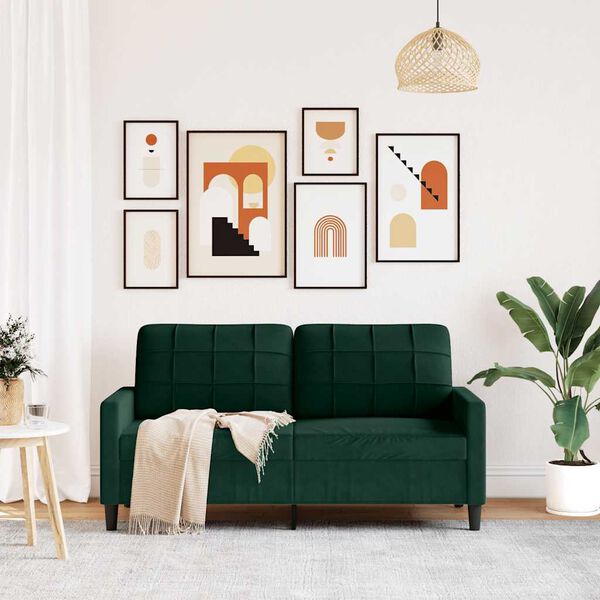 vidaXL Sof&aacute; de 2 lugares 140 cm veludo verde-escuro
