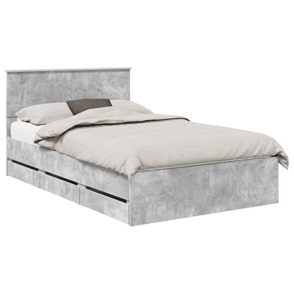 vidaXL Estrutura da Cama Cinzento 135 x 190 cm Madeira de Engenharia