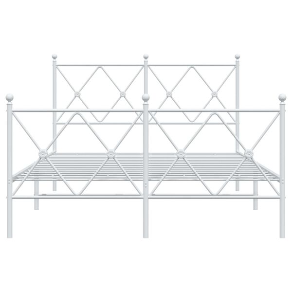 vidaXL Estrutura de cama com cabeceira e p&eacute;s 120x190 cm metal branco