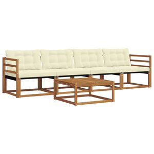 vidaXL Conjunto de Sof&aacute;s para Exterior 5 pcs Natural e Creme