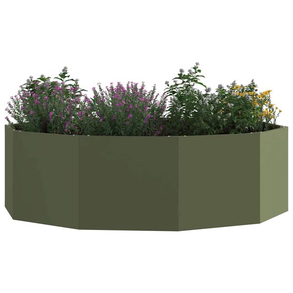 vidaXL Floreira Verde Oliva 120 x 120 x 35 cm A&ccedil;o
