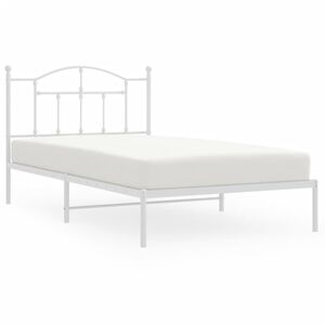 vidaXL Estrutura de cama em metal com cabeceira 107x203 cm branco