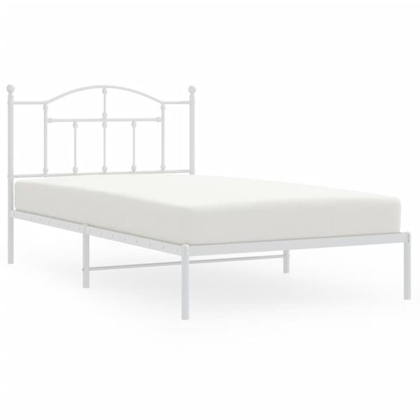 vidaXL Estrutura de cama em metal com cabeceira 107x203 cm branco